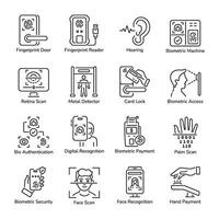 Bundle of Biometric Security Linear Icons vector