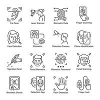 Pack of Biometric Verification Linear Icons vector