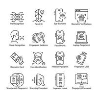 Collection of Biometric Recognition Linear Icons vector
