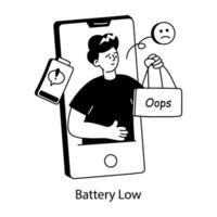 Trendy Battery Low vector