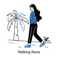 Trendy Walking Alone vector