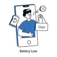 Trendy Battery Low vector