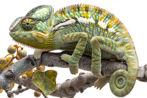 ◉chameleon ページ◉ Photorealistic Chameleon Vibrant Green And Yellow Scales