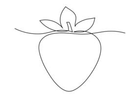 Strawberry One continuous line drawing. Hand drawn minimalist illustration. Summer berry simple design vector
