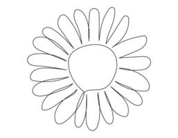 One line Daisy flower with editable stroke. Chamomile continuous outline art drawing style. Minimalist black linear sketch. illustration vector