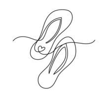 Pair of summer Flip-flops in the style of one continuous line. Outline design for Summertime banner vector