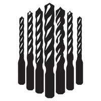 Drill Bit Set illustration in black and white vector