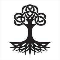 A Celtic tree logo with roots and branches creating a double spiral illustration vector