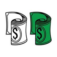 Hand drawn engraving of dollar paper money vector