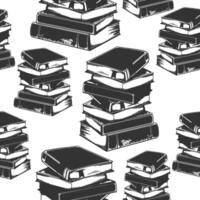 Seamless pattern of hand drawn engraving vintage stack of books vector