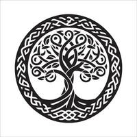 A logo featuring a Celtic tree of life with detailed knotwork in a circular design illustration vector