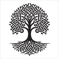 A logo of a Celtic birch tree with symmetrical knot patterns illustration vector