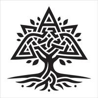 A logo with a Celtic tree featuring triangular knot patterns illustration vector