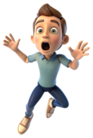 Illustrate a person jumping back slightly, eyes wide, and mouth open, showing a startled reaction png