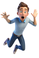 Illustrate a person jumping back slightly, eyes wide, and mouth open, showing a startled reaction png