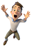 Illustrate a person jumping back slightly, eyes wide, and mouth open, showing a startled reaction png