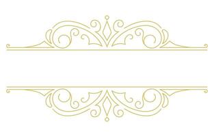 Vintage frame, text separator line classical baroque edge golden lines graphic elements vector