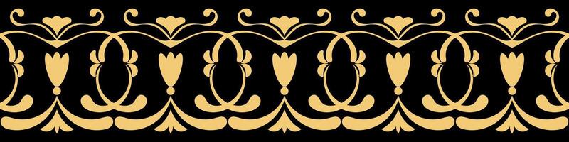 vintage border The cloth edge is decorated with a seamless golden pattern. of flower rolls vector