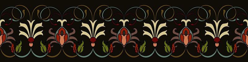 Brush Persian carpet border design Components of a carpet with a seamless fabric pattern, dark color, rug vector