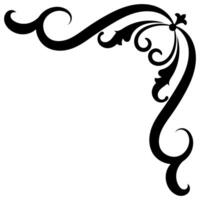 Black abstract flower corner, vintage corner, beyond the line of curled branches. vector