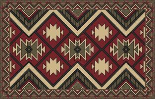 Navajo rug, red mat with geometric shape for printing, Persian rug, triangle shaped Carpet vector