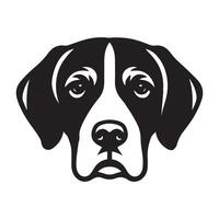 A sad Harrier Dog Face Illustration in black and white vector