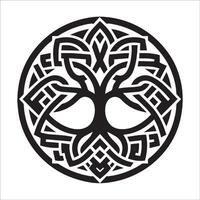An octagonal knot branches Celtic tree logo illustration vector