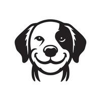 A Happy Harrier Dog Face Illustration in black and white vector