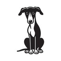 Greyhound dog sitting on the floor Illustration in black and white vector