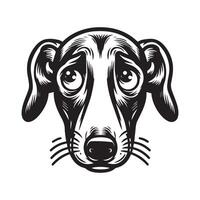An Embarrassed Greyhound Dog Face Illustration in black and white vector