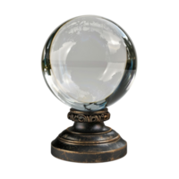 A crystal ball on a stand with a transparent background. png