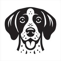 A Playful German Shorthaired Pointer Dog Face Illustration in black and white vector