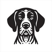 A Neutral German Shorthaired Pointer Dog Face Illustration in black and white vector