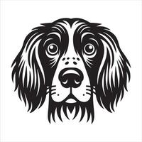 A Curious Gordon Setter Dog Face illustration in black and white vector