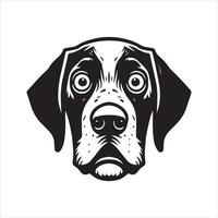 A Shocked German Shorthaired Pointer Dog Face Illustration in black and white vector