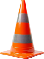 Bright Orange Traffic Cone with Reflective Stripe. png