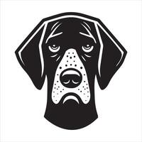 A Disappointed German Shorthaired Pointer Dog Face Illustration in black and white vector
