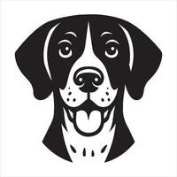 A Happy German Shorthaired Pointer Dog Face Illustration in black and white vector