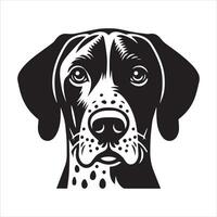 A Curious German Shorthaired Pointer Dog Face Illustration in black and white vector