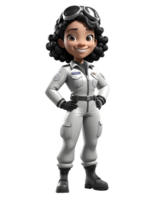 a pilot complete with pilot outfit with a happy smiling face 3d character png