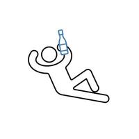 drunk concept line icon. Simple element illustration. drunk concept outline symbol design. vector