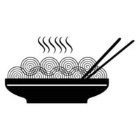 Plate with noodles and chopsticks vector