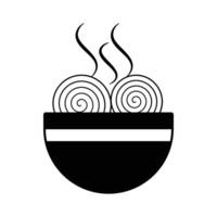 bowl with noodles and chopsticks vector