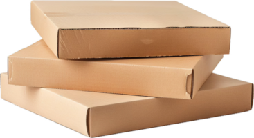 Stack of closed cardboard pizza boxes. png