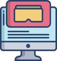 Desktop game linear color illustration vector