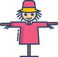 Scarecrow linear color illustration vector
