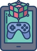 Tablet game linear color illustration vector