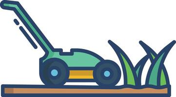 lawn mower linear color illustration vector