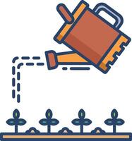 Watering can linear color illustration vector