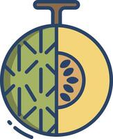 Cantaloupe slice linear color illustration vector